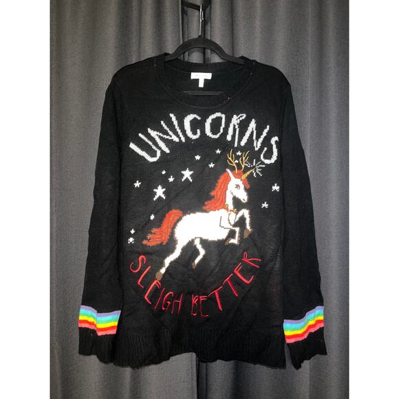 Ugly Christmas Sweater Xmas Size 1X Unicorn - Picture 1 of 3
